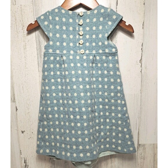 Tocca Girls Wool Party Dress Size 6 Blue w/ White Polka Dot Cotton Lined NWOT - Picture 3 of 12